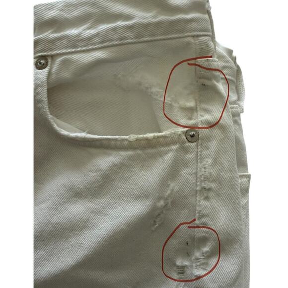 Agolde | white denim destroyed button fly jeans with marks | size 24 - Picture 8 of 8